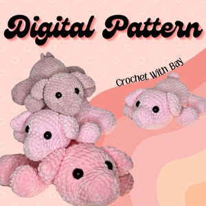 May include: A digital crochet pattern for making a pink pig plush toy. The pattern is called "Crochet With Bay".