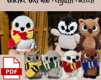 Digital File- Crochet Owl and Penguin Pattern