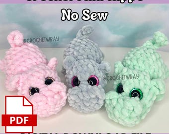 Digital Crochet Pattern Baby Hippo- No Sew