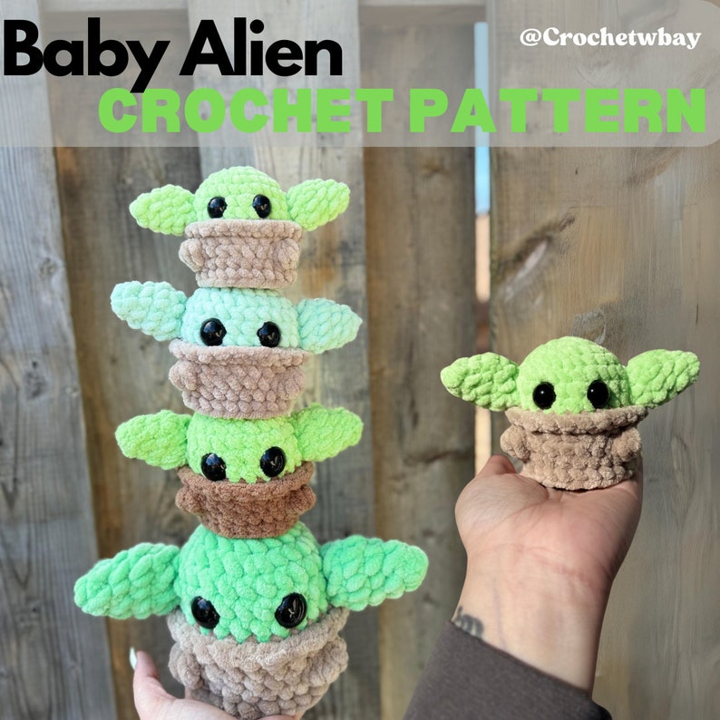 Digital File Baby Green Alien Crochet Pattern zdjęcie 1