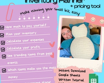 Crochet Pricing Tool- Market Inventory Planner- Spreadsheet