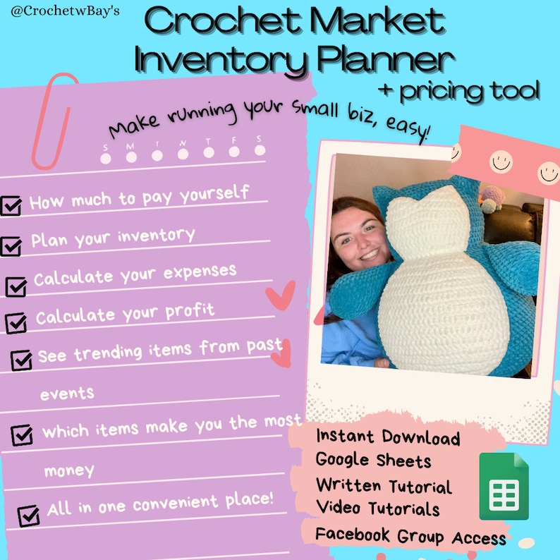 Crochet Pricing Tool Market Inventory Planner Spreadsheet image 1