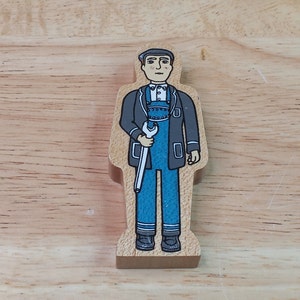 Vintage Thomas & Friends 1999 Wooden Railway Mechanic Workman Two-Sided Figure * Free Shipping