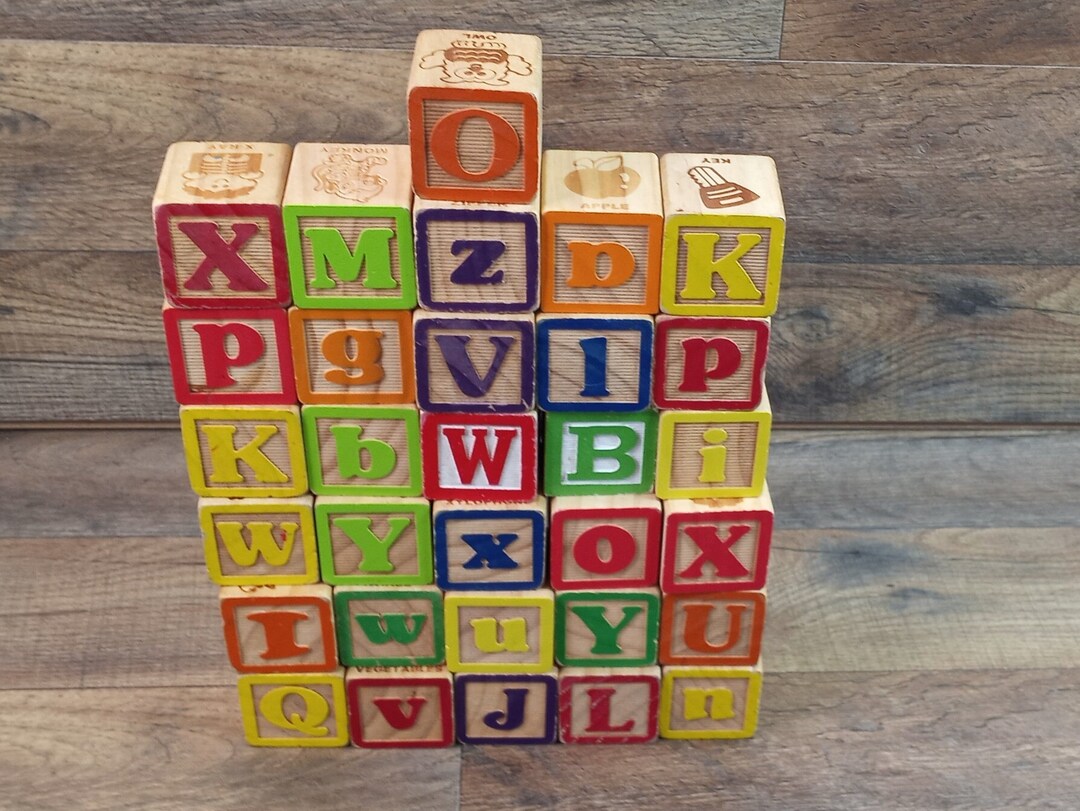 Lot of 31 Vintage Wooden Alphabet Blocks Decor Arts & Crafts Etsy