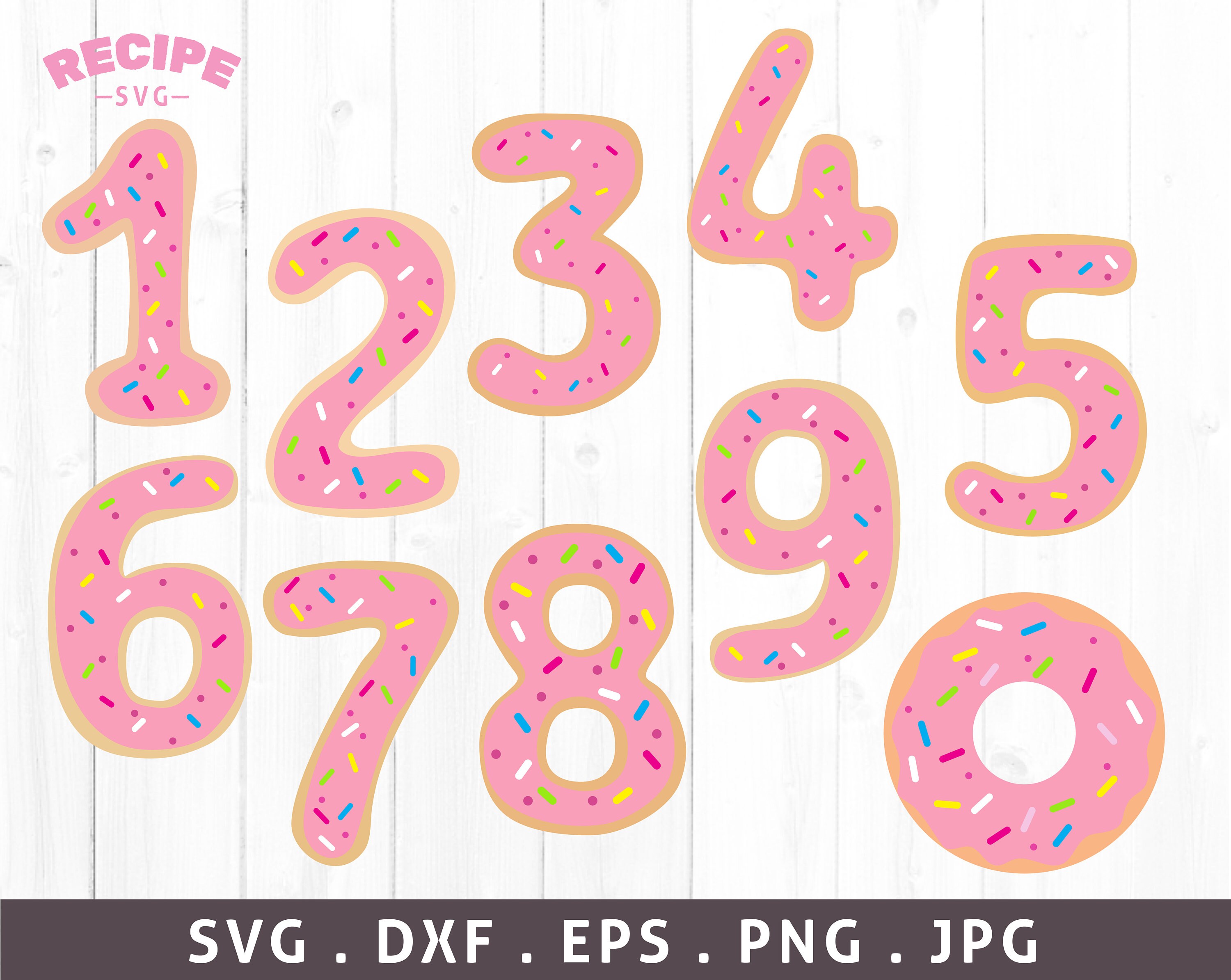 Donut Svg Doughnut Svg Pink Donut Numbers Bundle Png Donut | Etsy UK