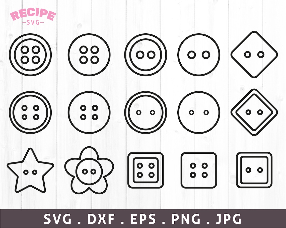 Sewing Buttons Outline Bundle Svg Buttons Svg Sewing Buttons Etsy