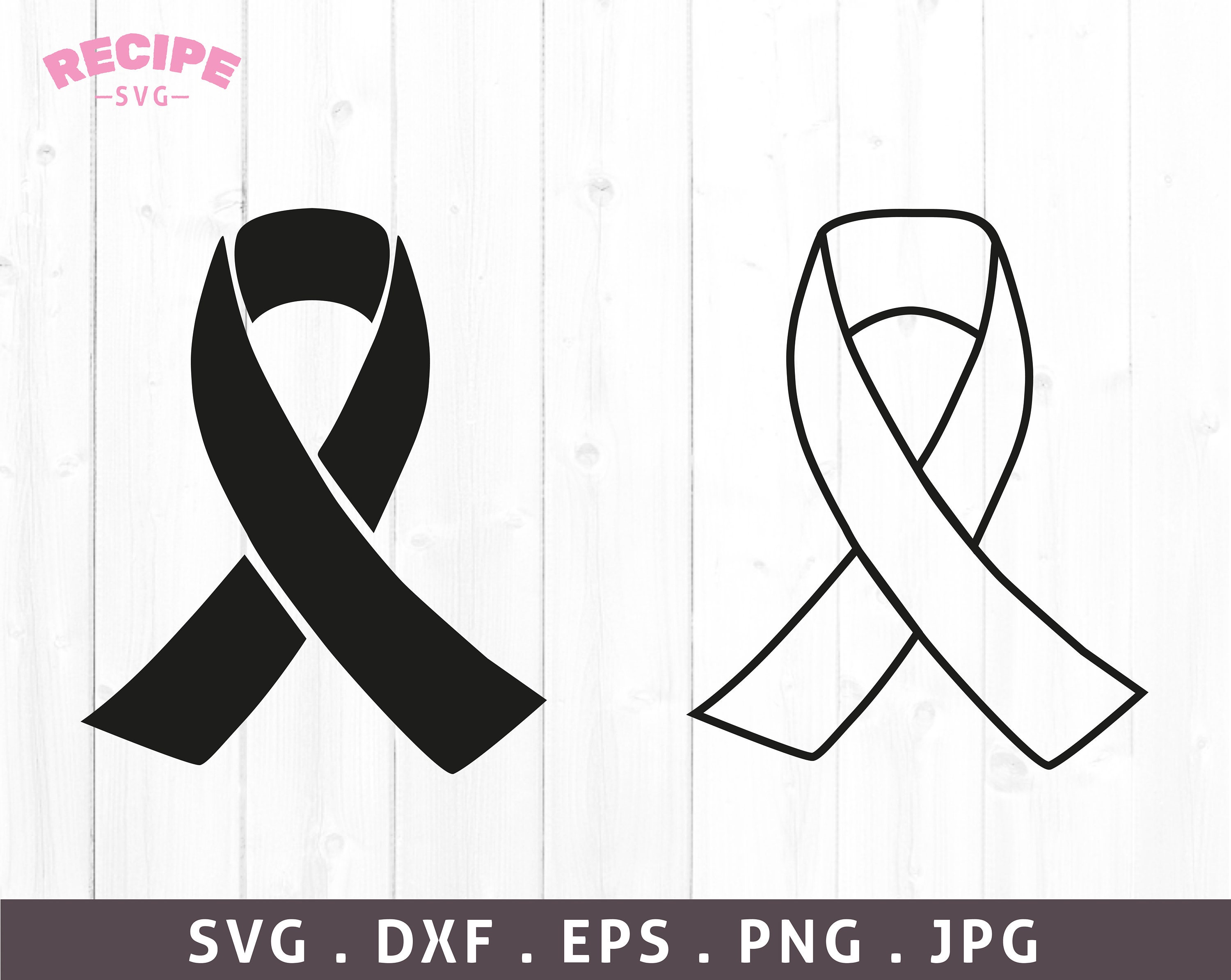 Cancer Ribbon svg, Awareness Ribbon svg, Black Ribbon svg, Ribbon Outline  png, Breast Cancer Clipart, eps, svg, dxf, png, jpg