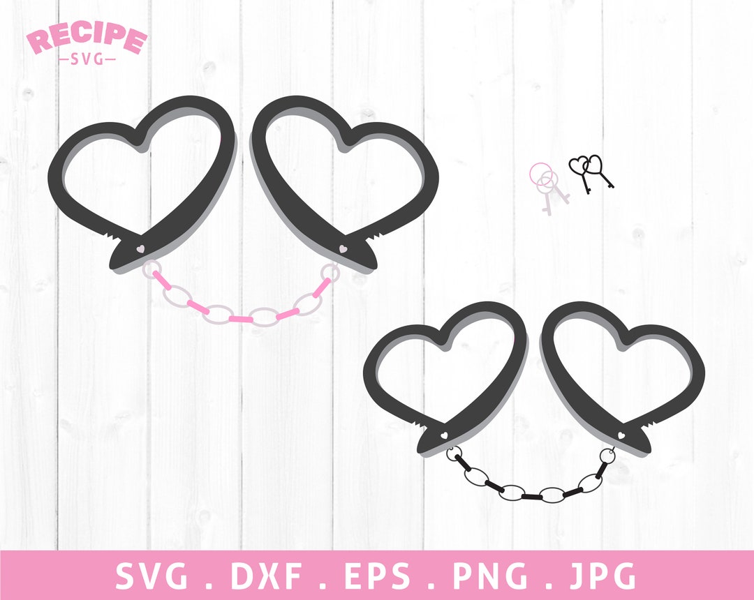 Valentine's Day Heart Handcuff Svg Shackles Svg Police Etsy
