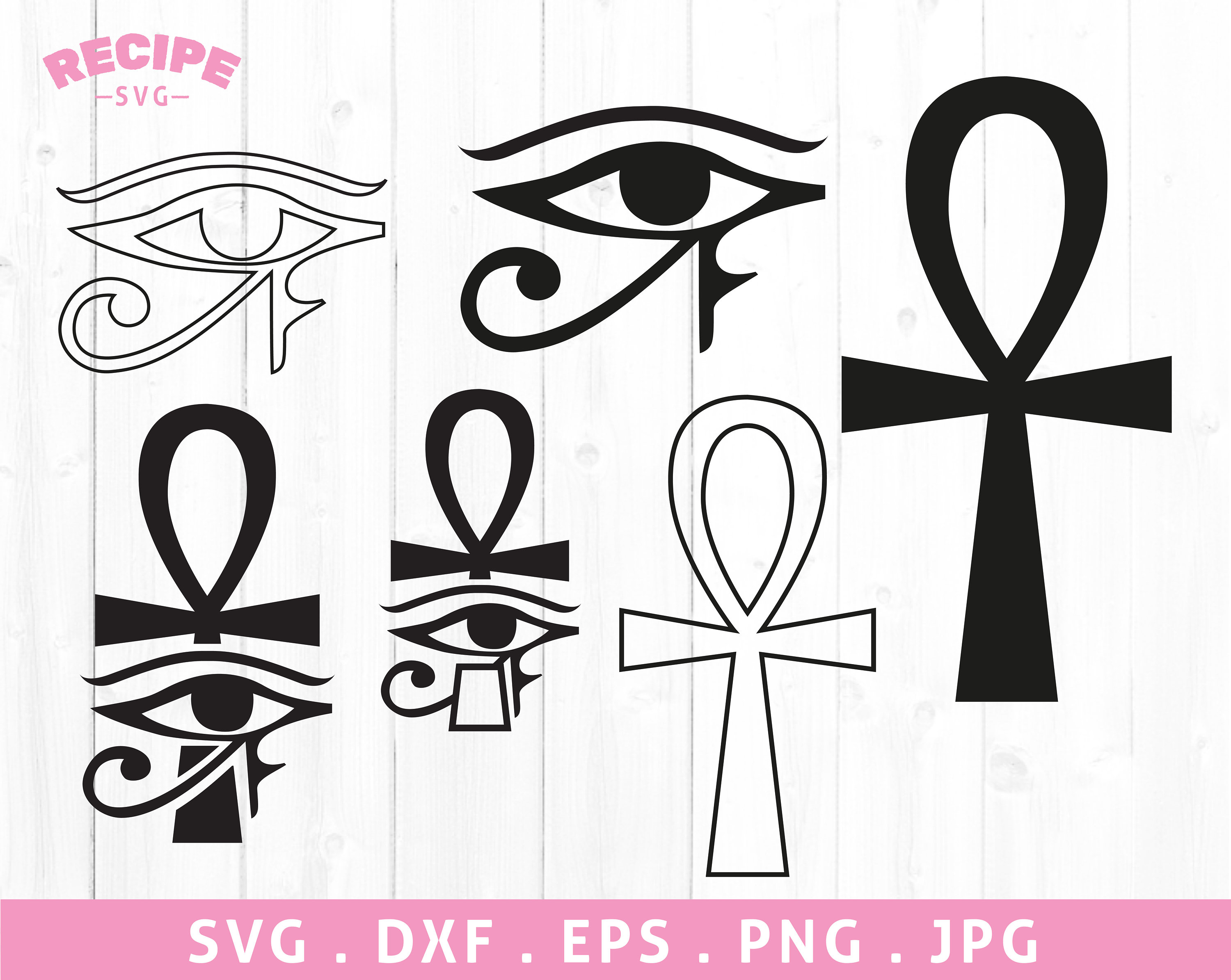 Shape Clipart: Black Ankh or Cross With Tear-shaped Loop 