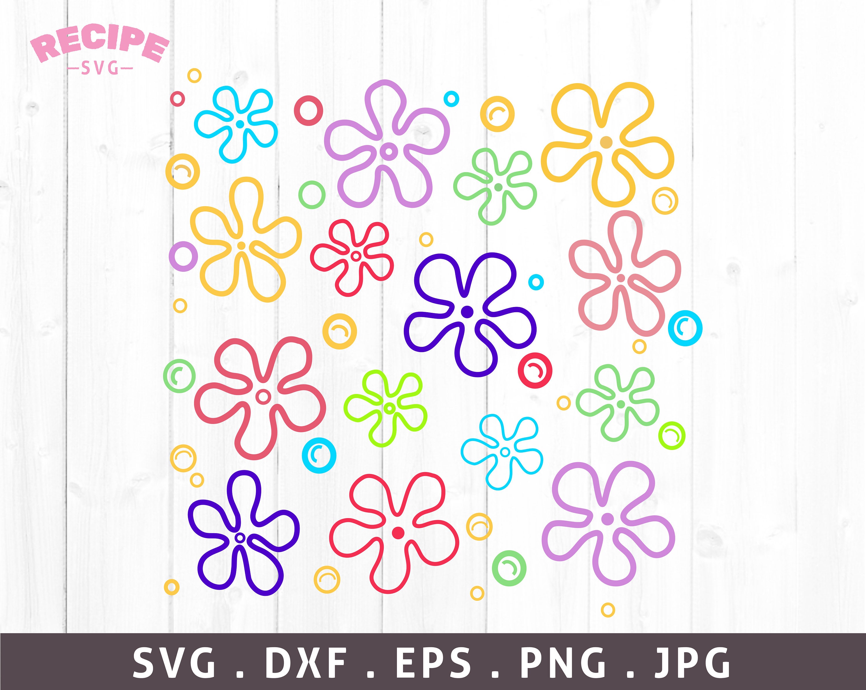 Bikini Bottom Flowers SVG, Flower Svg, Flower Pattern Svg,, 51 OFF