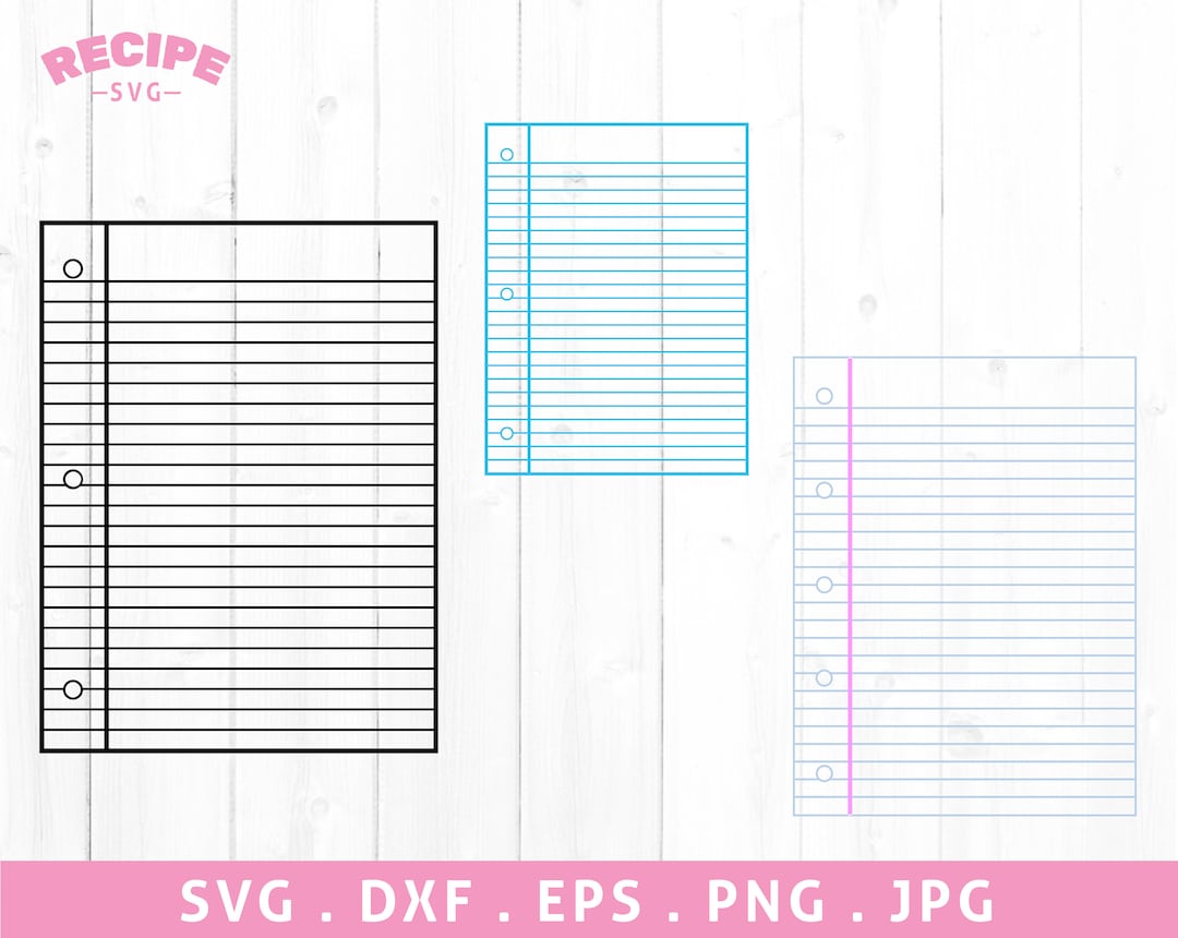 Lined Notebook Svg Notebook Paper Svg Notebook Sheet Svg Etsy
