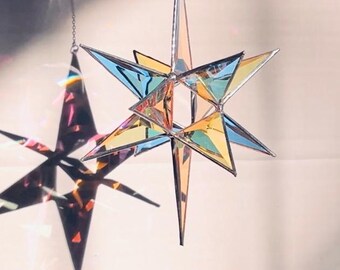 DIY Glas Versorgung 3D Open Center Star DIY Dichroic Bevel Cluster Kit | Einzigartige 12-teilige Glasmalerei für Glasmalerei Mährischen Stern