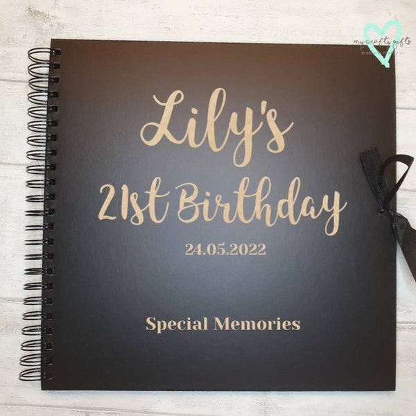 Personalised Milestone Birthday Black Scrapbook, 18th 21st 30th 40th 50th 60th 70th 80th Birthday Party Photo Album, Birthday Memories