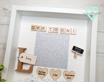 Personalised Scrabble Tile Off To Uni, University Gift Photo Frame