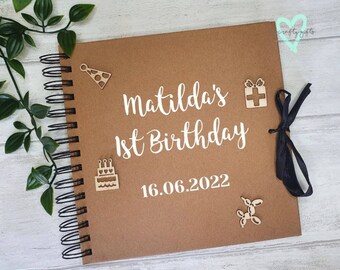 Personalised Baby's First Birthday Scrapbook, Kraft Keepsake Album