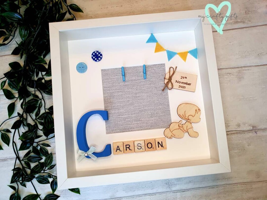 New Baby Boy Girl Frame Birth Announcement Personalised Engraved ...