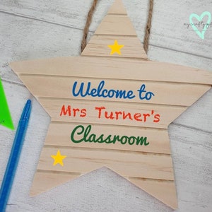 Thank You Teacher/Teaching Assistant, Classroom Door  Wooden Wall Hanging Star Sign, Teacher Appreciation, School Gift,Best Teacher Gift