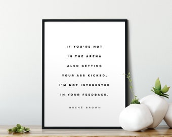 Dans l’arène Brené Brown Citation, Empowering, Wall Art, Daring Greatly, Inspirational, Motivationnel, House Warming