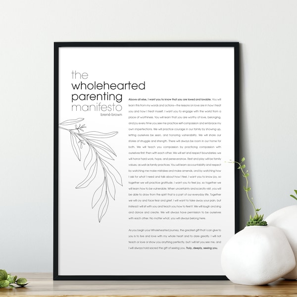 Brene Brown Quote Wall Art, Brene Brown Parenting Manifesto, Daring Greatly, Motivational, Inspirational Wall Art for Women, Parenting Gift