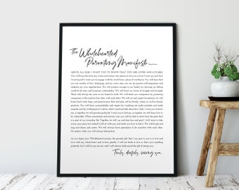 Brene Brown Citation Wall Art, Brene Brown Parenting Manifesto, Daring Greatly, Motivational, Inspirational Wall Art pour les femmes, Cadeau parental