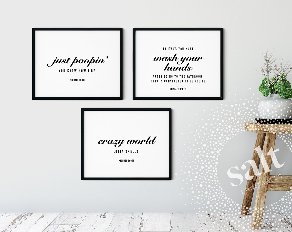 The Office Bathroom Quotes Printable Wall Art, Bathroom Art, Michael