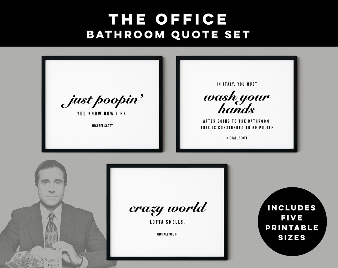 The Office Bathroom Quotes Printable Wall Art, Bathroom Art, Michael