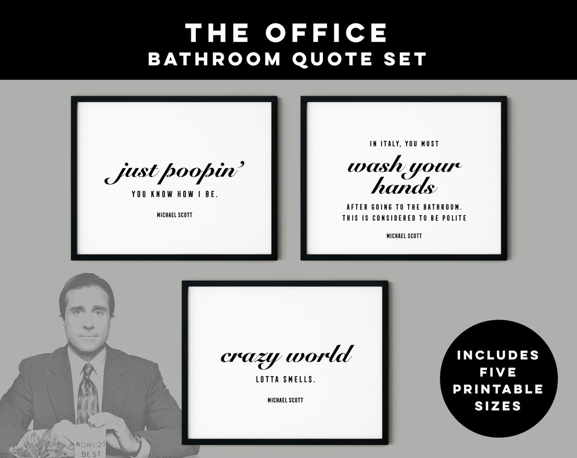 The Office Bathroom Quotes Printable Wall Art, Bathroom Art, Michael ...