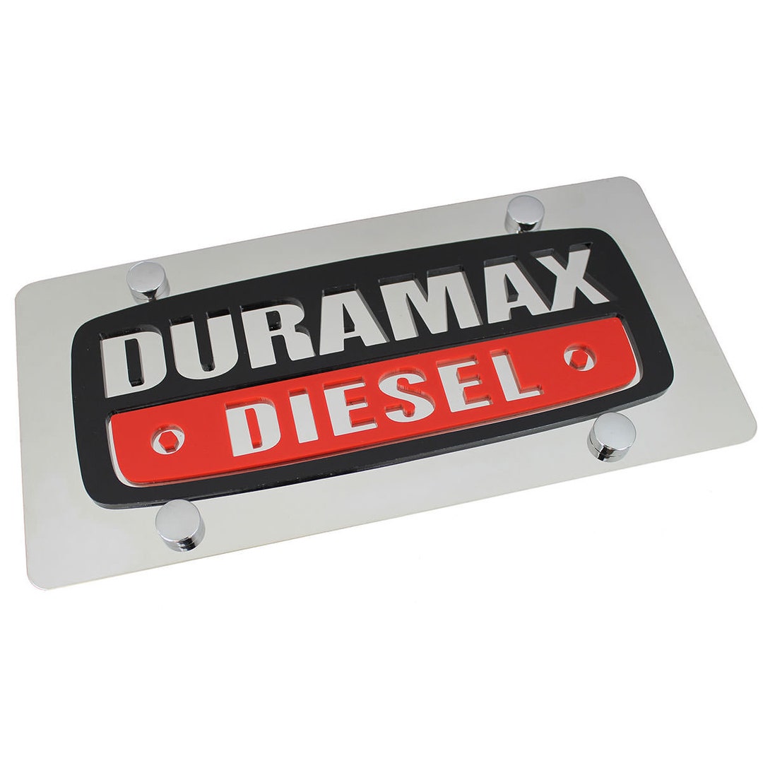 Eurosport Daytona 3D Chevy Duramax Diesel Logo Emblem License Plate – Black Stainless Steel, Licensed