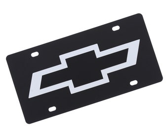 Chevrolet bowtie logo license plate (carbon black)