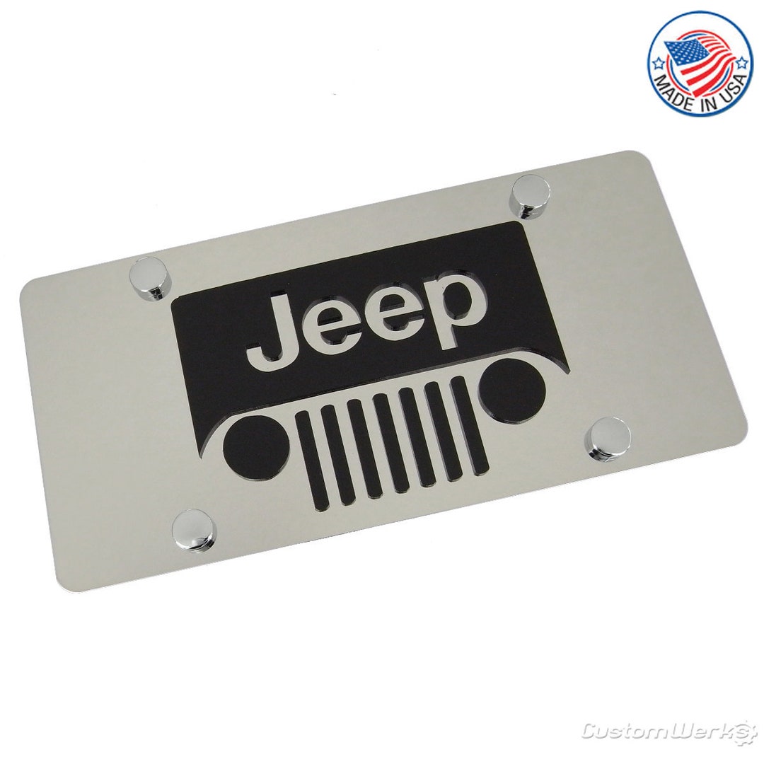 Jeep Grill Logo License Plate chrome Etsy