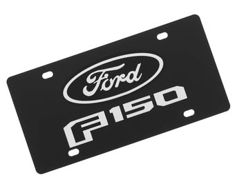 Ford f150 dual logo license plate (silver on carbon black)