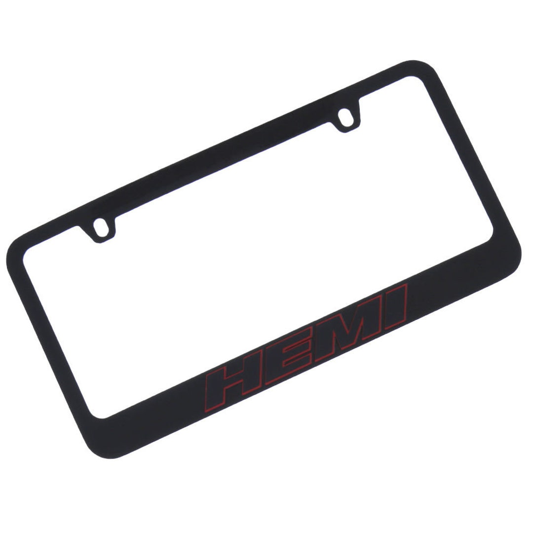 Stainless Steel HEMI 392 Badge Mirror Red Black License Plate Frame - Novelty HEMI Plate For Cars