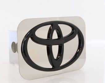 Toyota logo tow trailer hitch cover plug (black on chrome)