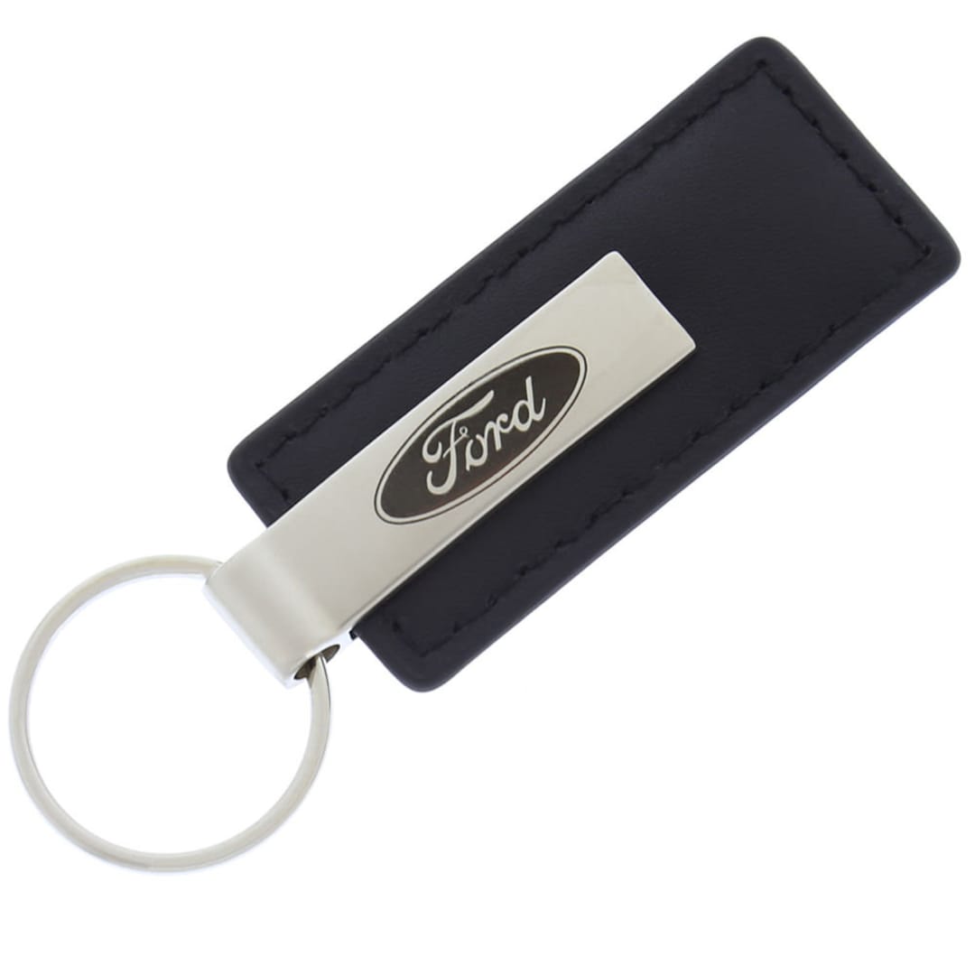 Ford Black Leather Keychain 