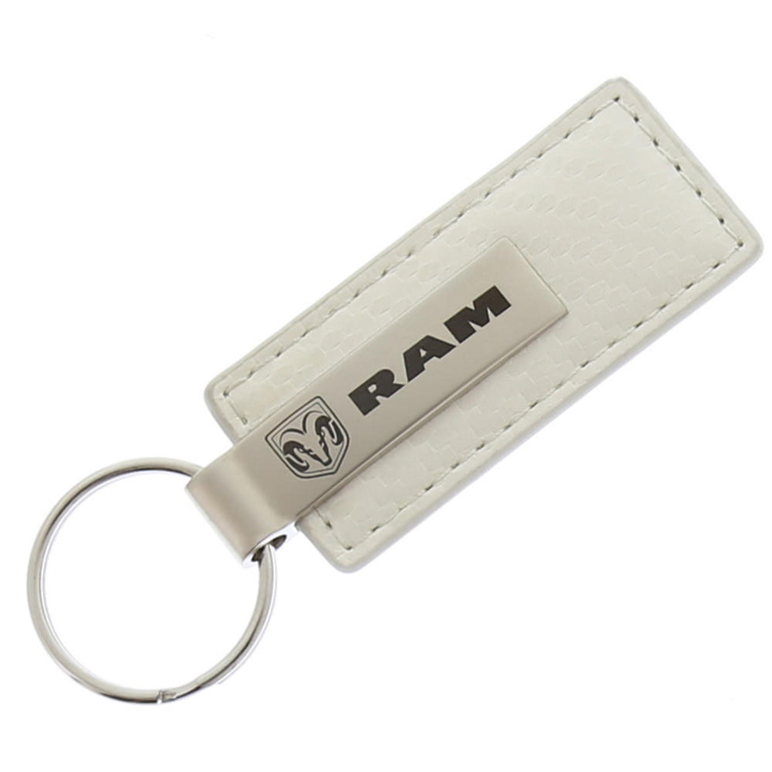Dodge ram carbon fiber leather keychain white Etsy