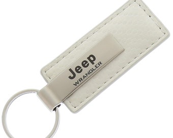Jeep wrangler carbon fiber leather keychain (white)