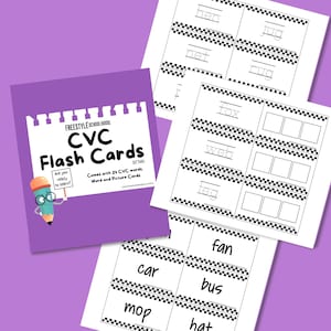 CVC Flash Cards | Read and Trace - Etsy