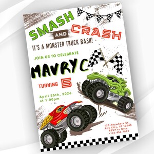 Monster Truck Birthday Invite | Smash and Crush