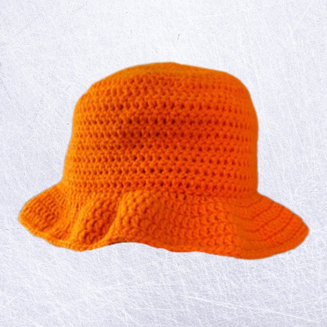 Crochet Bucket Hat / Handmade / Orange 