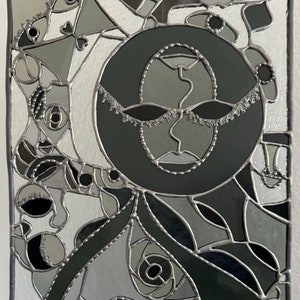 Mosaic Mirage: Multiplicity of Expression - Stained Glass Panel – Handmade Abstract Wall Art, Colorful Home Accent Piece