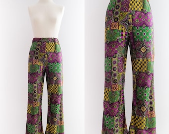 Vintage 1970’s Hippie Flared Paisley Pants • XS/S