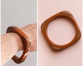 Brazalete vintage de baquelita y madera de los años 40