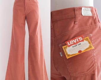 Vintage RARE 1970’s Levi’s Deadstock Pink Corduroy Bellbottoms  • S