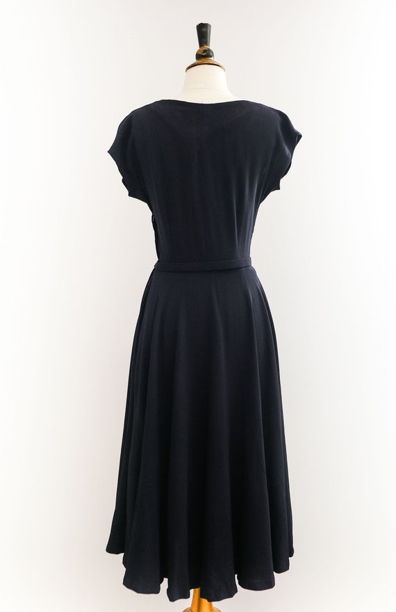 Vintage Late 1940’s/Early 1950’s Navy Crepe and L… - image 8