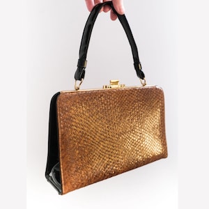 Vintage 1940er / 50er Jahre Faux-Reptile Vinyl Mid-Century Handtasche von John Hort