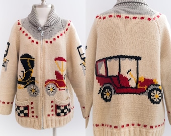 Custom Cowichan Sweater, Mary Maxim Buffalo Handmade Cardigan