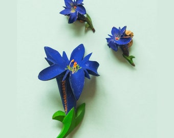 Vintage 1940’s Large Iris and Earrings Brooch Set