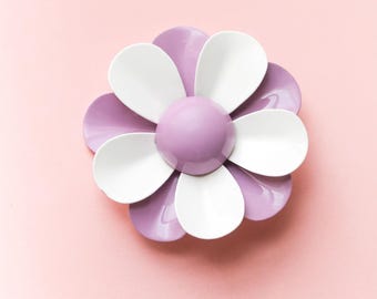 Vintage jaren 60 Mod Flower paarse bloemenbroche