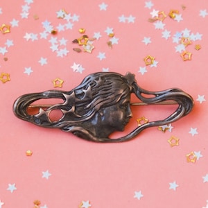 Vintage Art Nouveau Girl with Stars Brooch