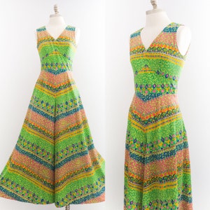 Vintage 1970’s Groovy Pallazzo Pant Bellbottom Jumpsuit • XS